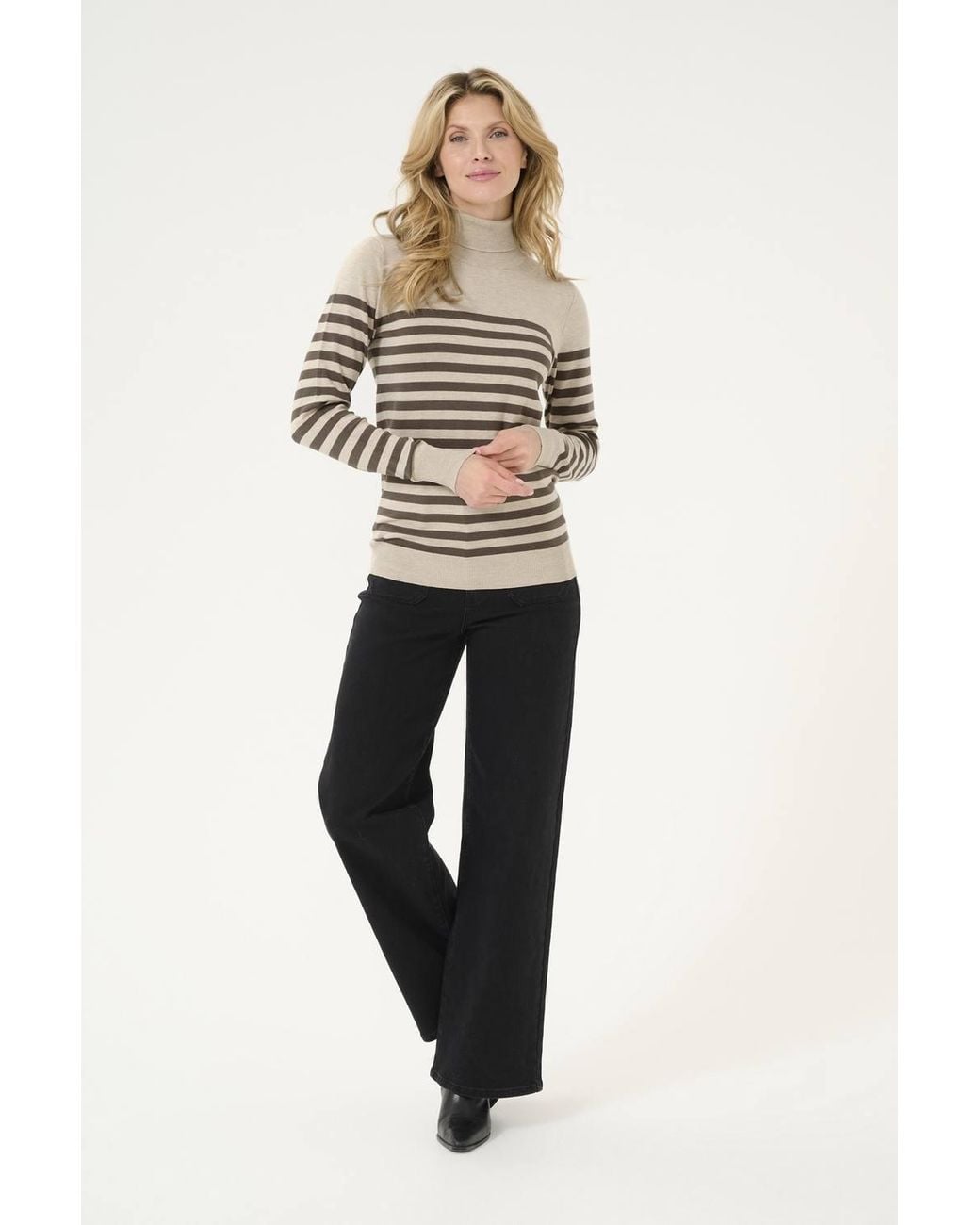 Kaffe Natural Kalizza Roll Neck Slim Fit Pullover
