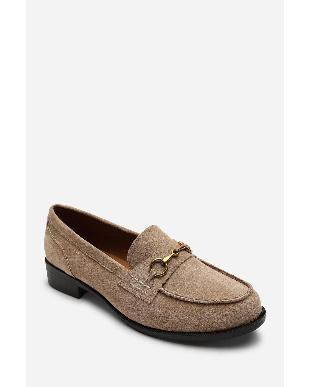 Where's That From Natural Maelynn Round Toe Single Metal Bar Loafers