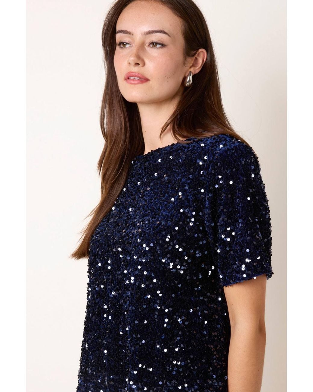 Blue Vanilla Blue Short Sleeve Round Neck Top