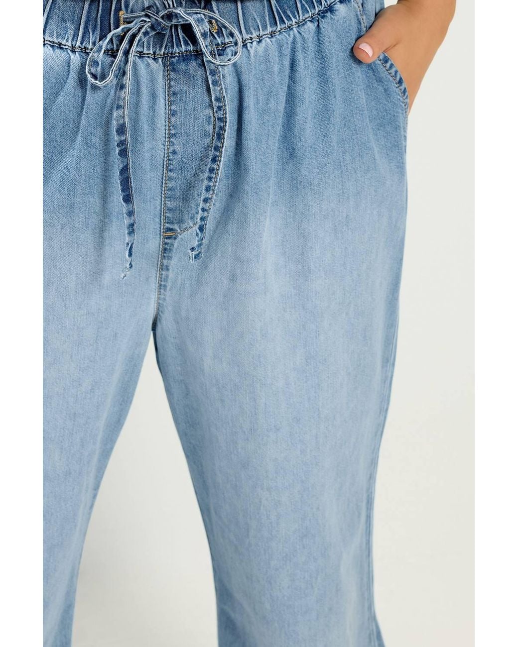 Yours Blue Drawstring Wide Leg Jeans