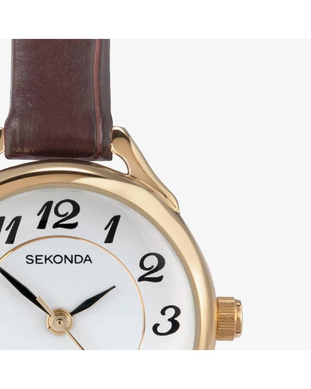 Sekonda Metallic Easy Reader Leather Strap Watch 4701