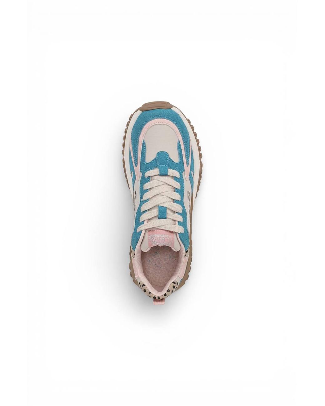 Infinity Leather Blue Retro Lace-Up Chunky Sneakers Shoes