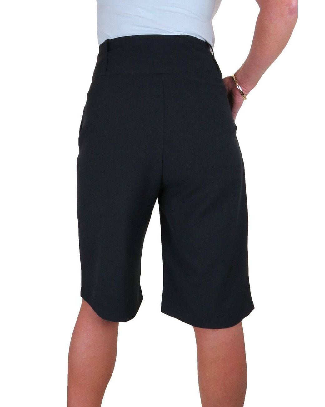 Paulo Due Black Tailored Wide Leg Knee Shorts