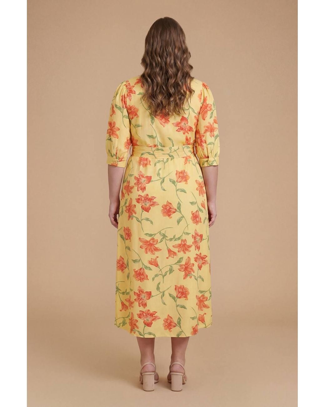 Dorothy Perkins Natural Plus Floral Midi Shirt Dress