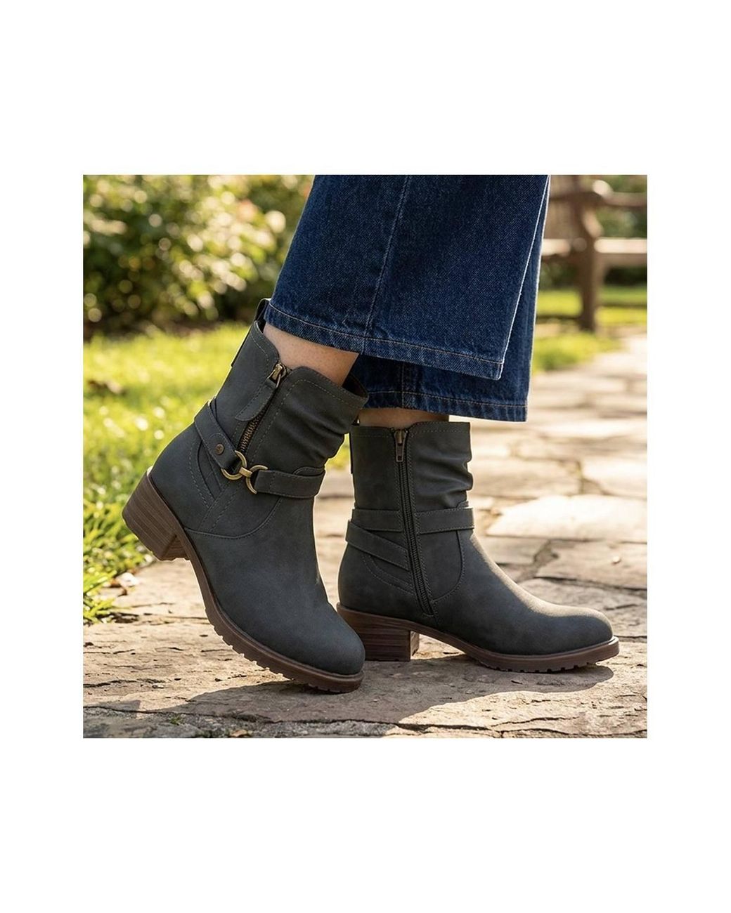 Pavers Black Warm Lined Zip Fasten Calf Length Boots