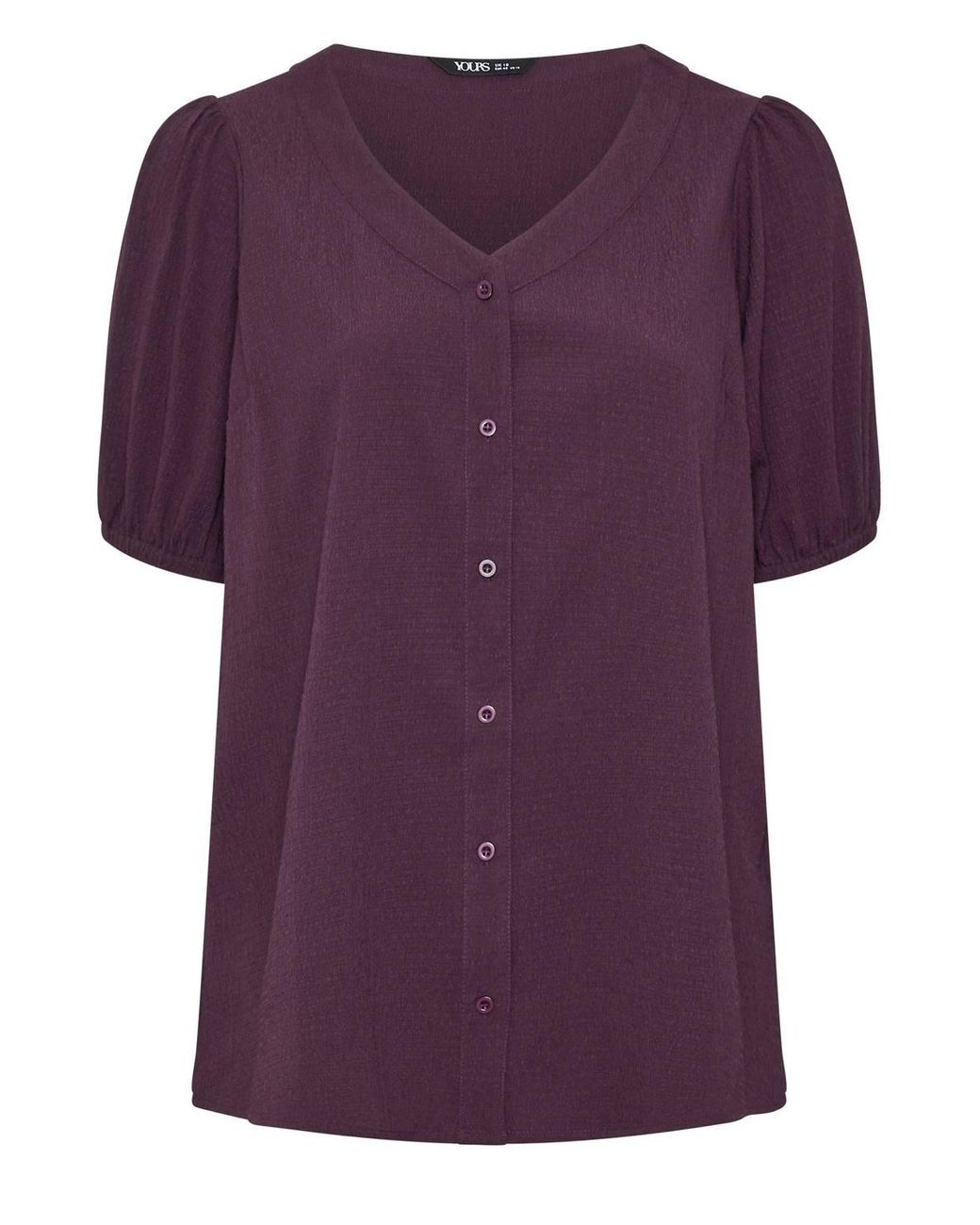 Yours Purple Button Textured Blouse