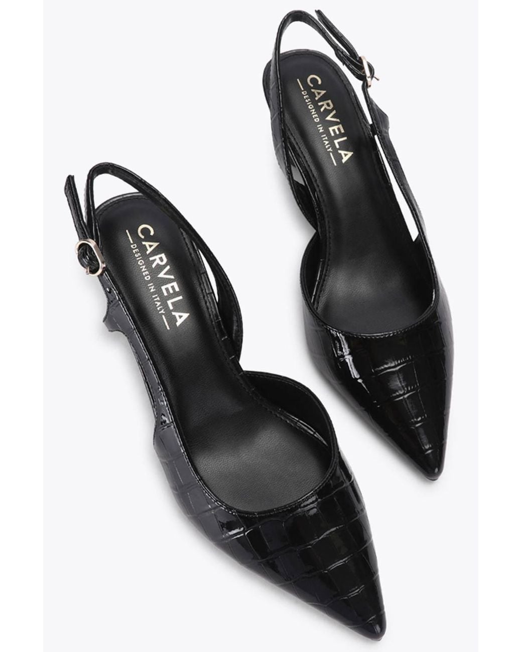 Carvela Kurt Geiger Black 'Alina Sling' Croc Print Heels