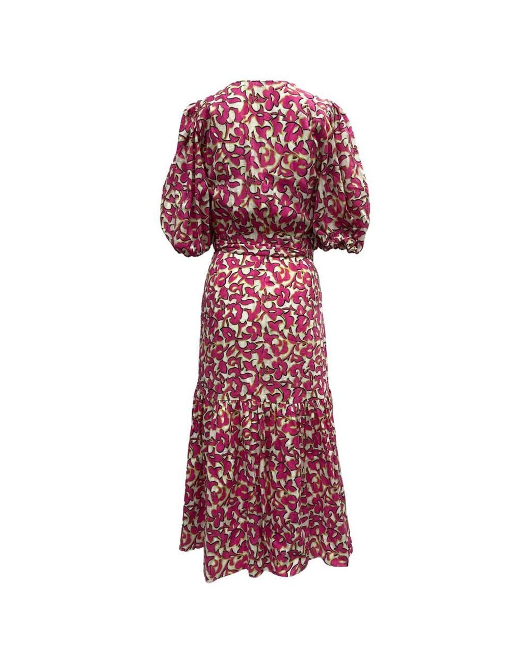 Diane von Furstenberg Red Preloved Elektra Printed Midi Wrap Dress