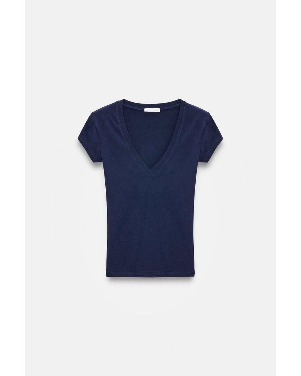 Dilvin Blue Slim Fit V-Neck Jersey Blouse