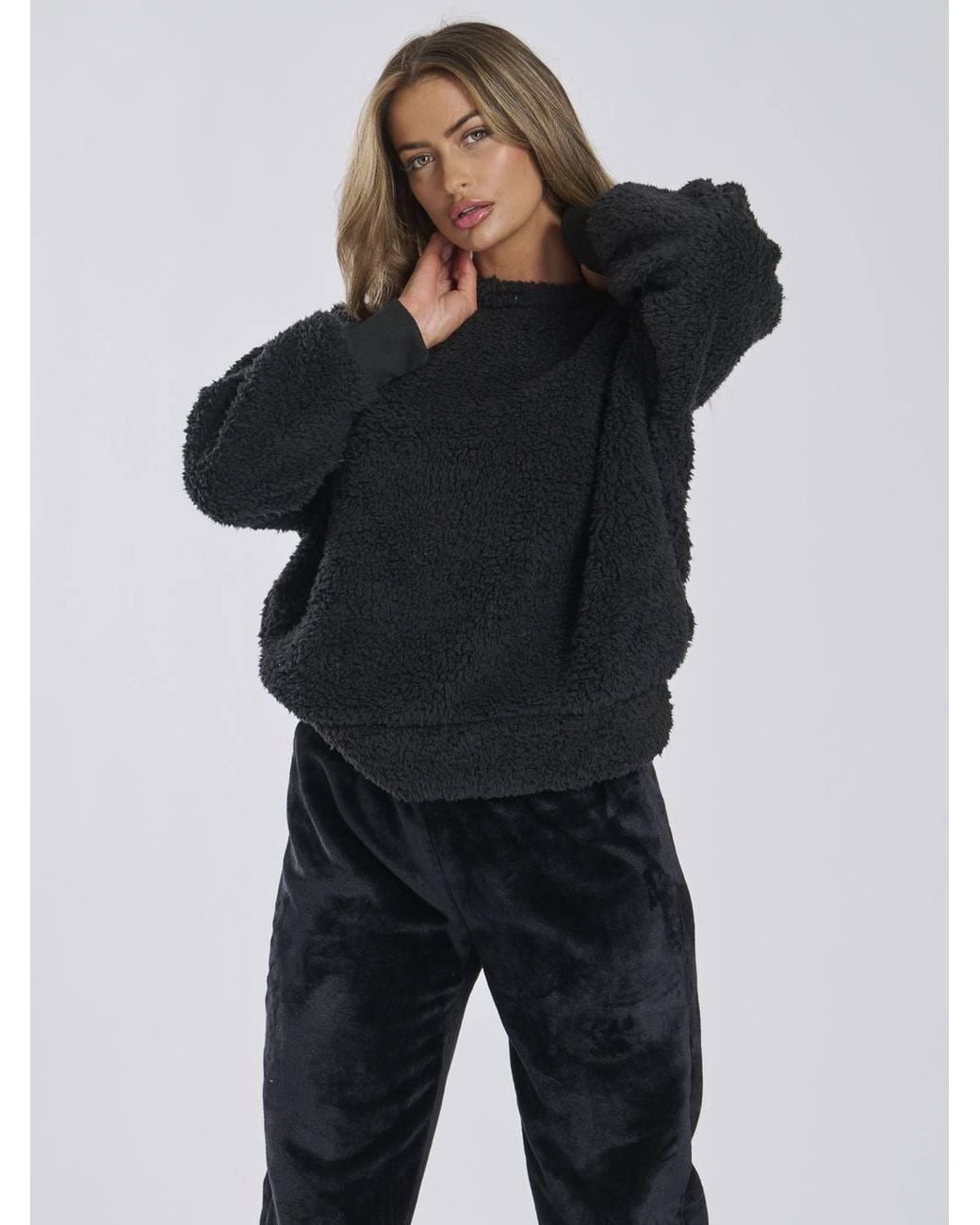 Loungeable Black Borg Removeable Snood Jumper & Luxury Fleece Jogger Lounge Set