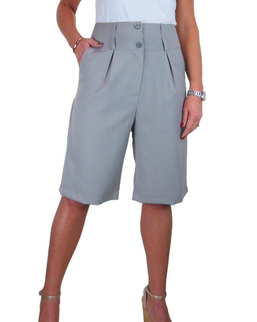 Paulo Due Blue Tailored Wide Leg Knee Shorts
