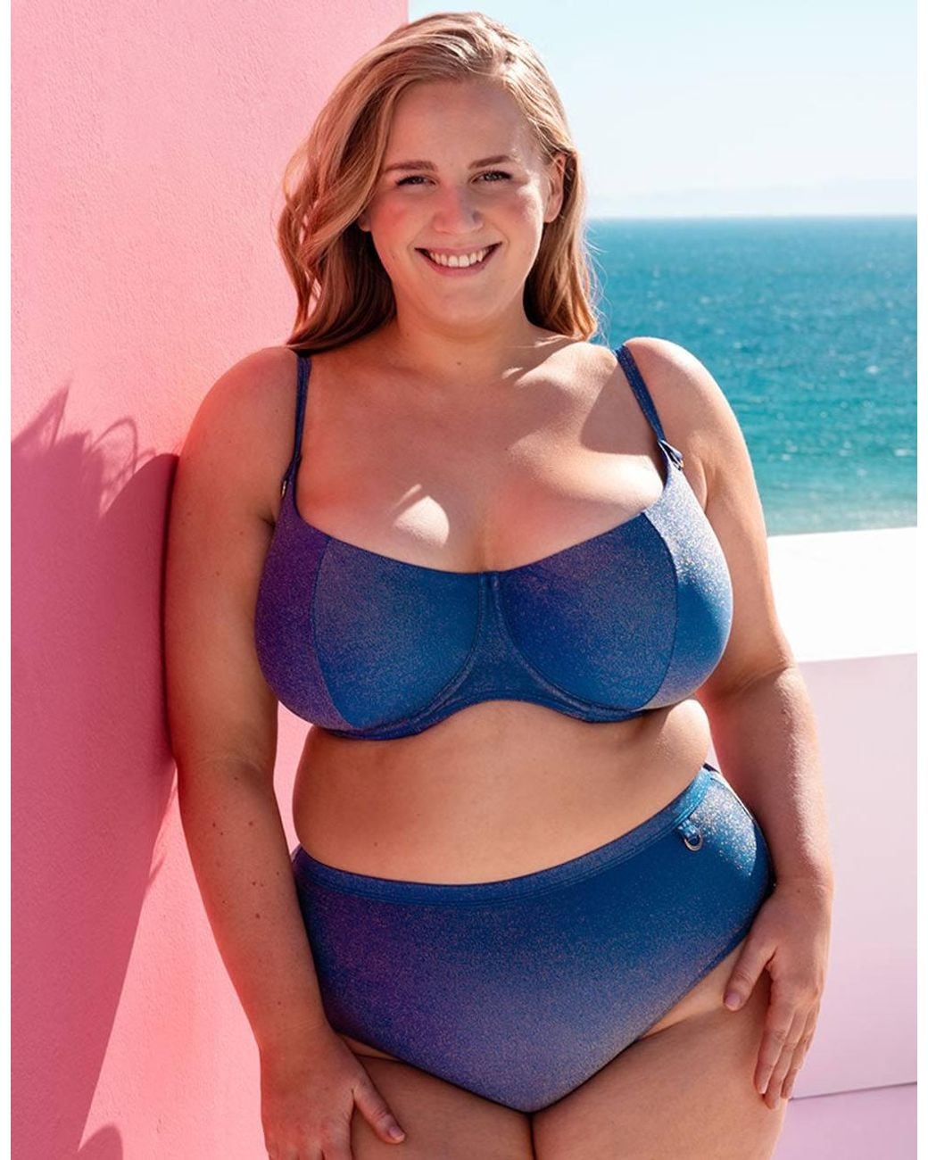 Curvy Kate Blue Sapphire Seas Balcony Bikini Top Underwired