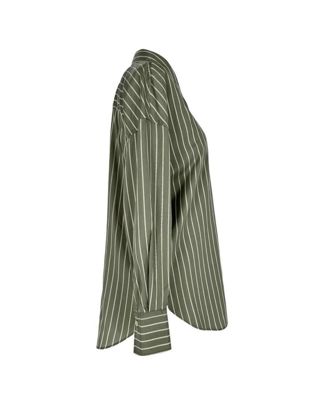 Brunello Cucinelli Green Preloved Striped Shirt Silk