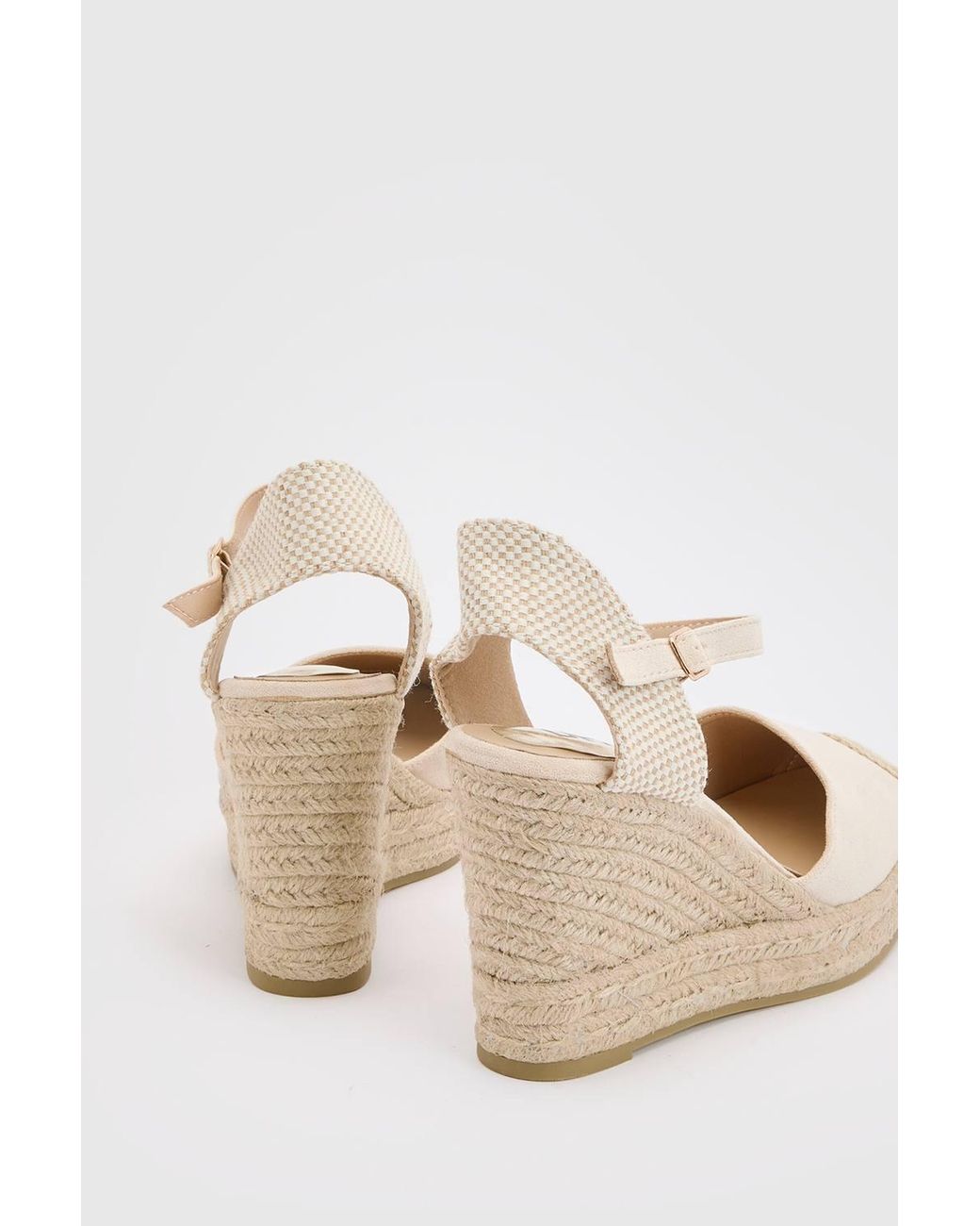 Dorothy Perkins Natural Elaina Textile Closed Toe Strap Wedges