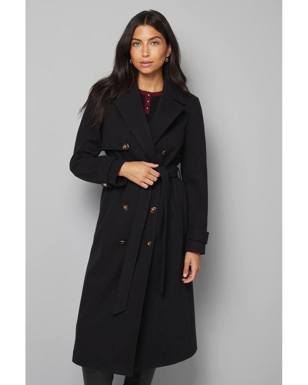 Wallis Black Twill Trench Coat