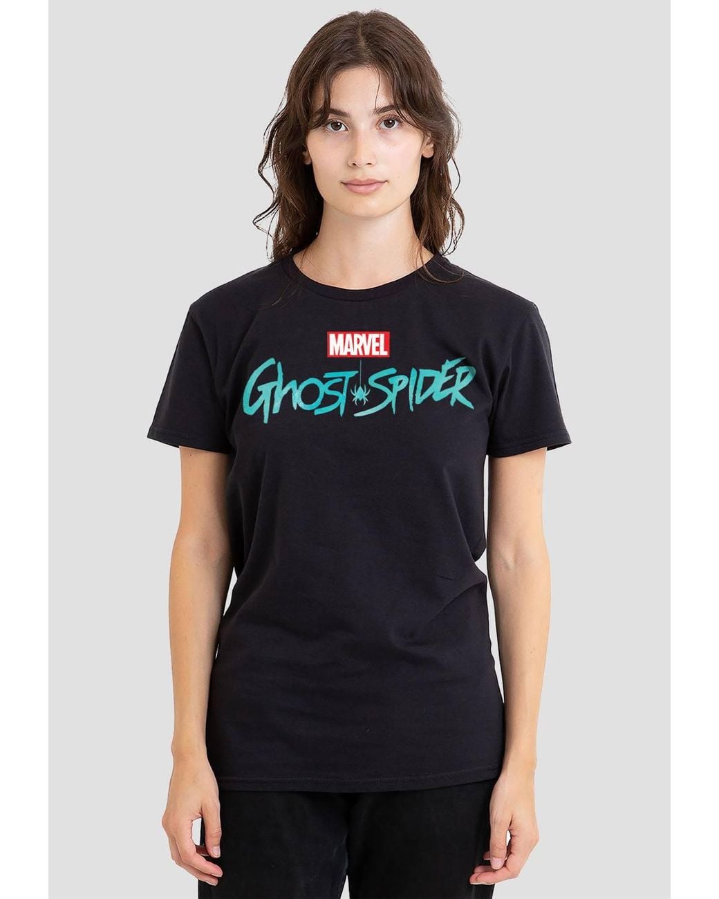 Marvel Black Spiderman Ghost Spider Classic Logo T-Shirt