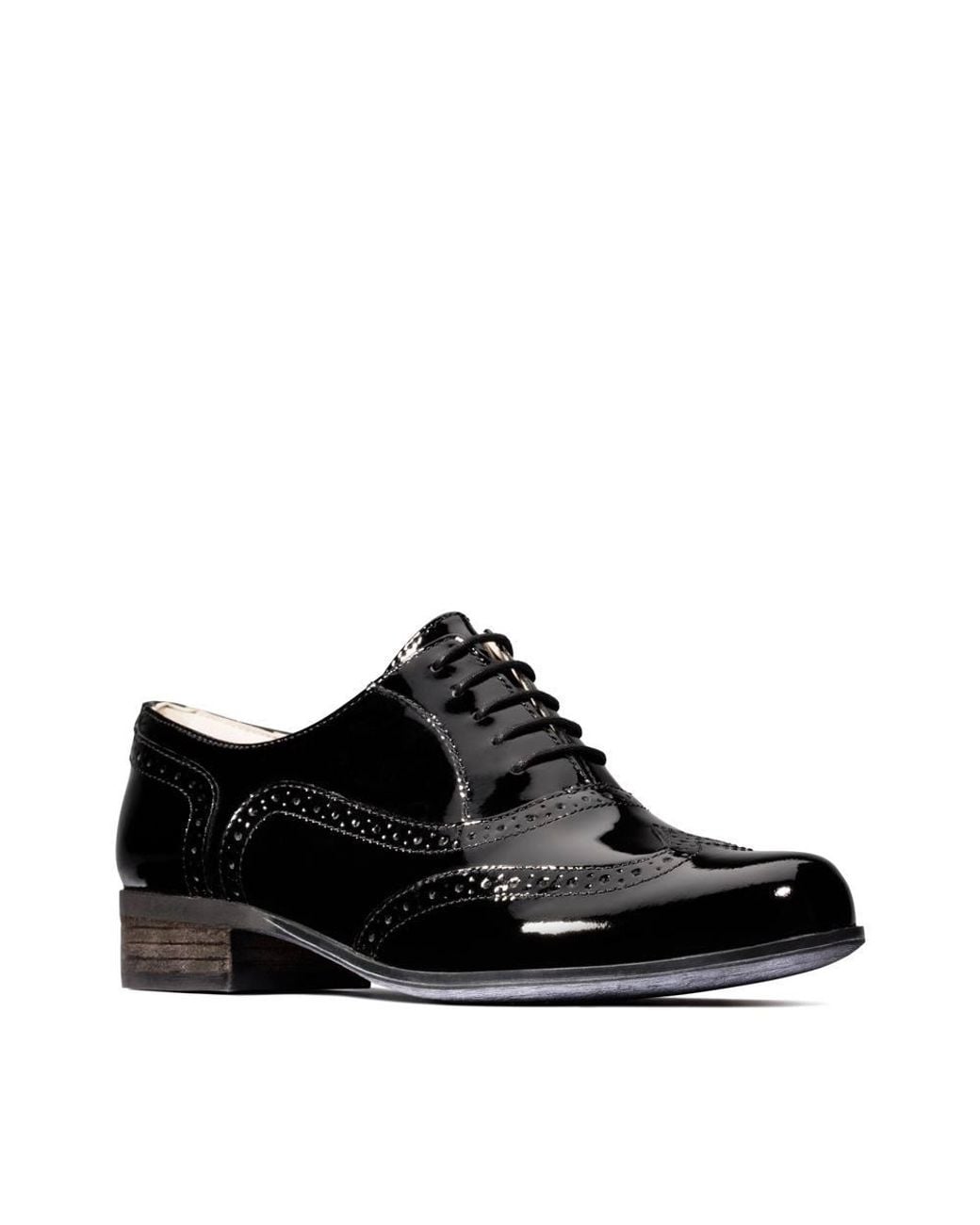 Clarks Black Hamble Oak Patent Brogues, Lace Up