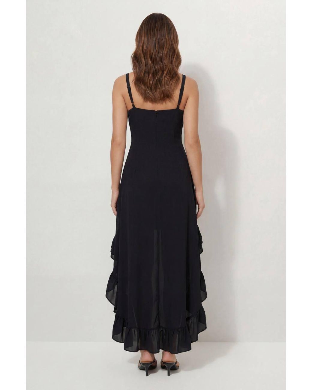 MissPap Blue Premium Chiffon Ruffle Maxi Dress