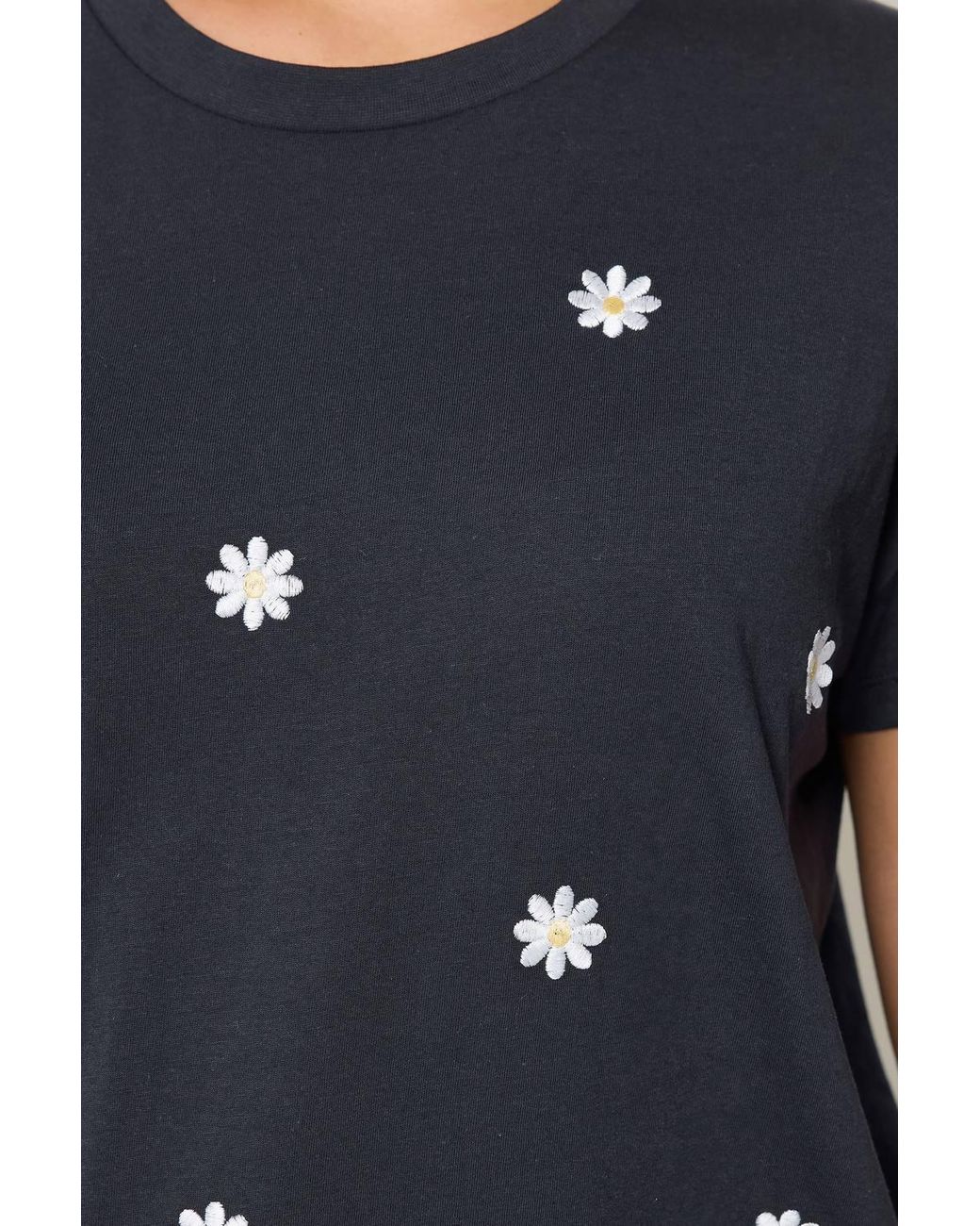 Yours Blue Embroidered Daisy T-Shirt