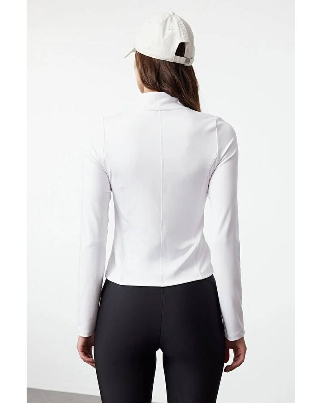 WOVCOR White Zip Up Stand Collar Fitted Sports Jacket W/ Contour Panels