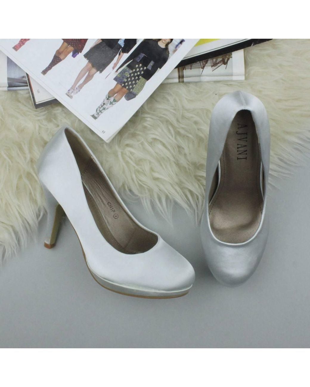 AJVANI White High Heel Wedding Bridal Court Shoes