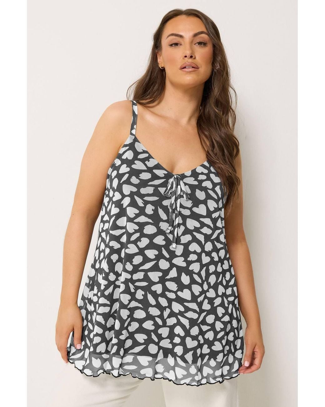 Yours Black Heart Mesh Vest Top