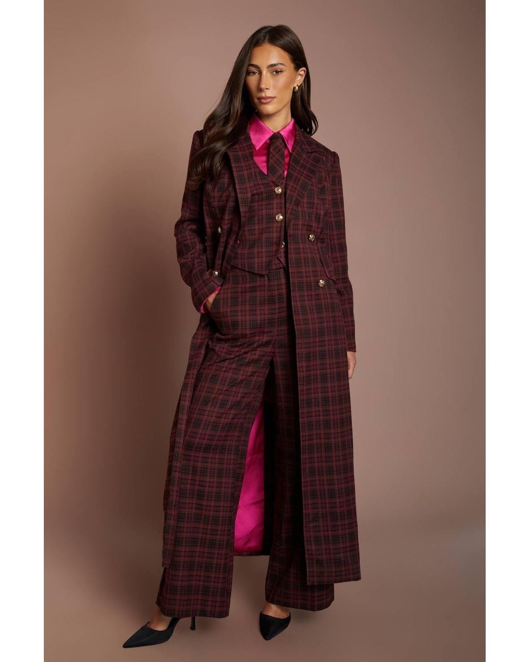 Coast Red Check Formal Trouser