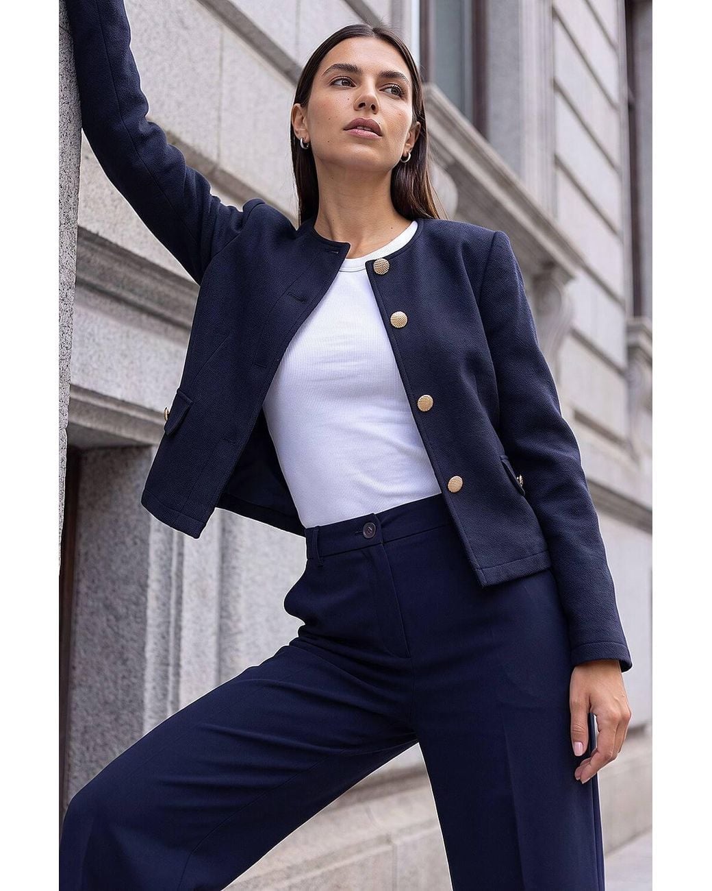 Roman Blue Buttoned Pocket Jacket
