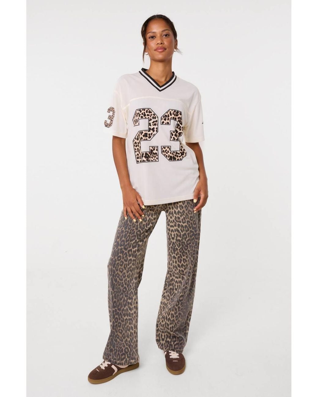 Pink Vanilla White Leopard Detail Sports Jersey