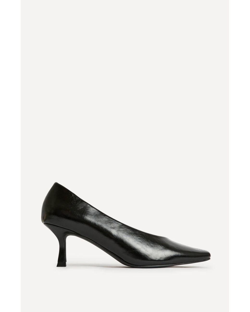 Linzi Black Delaney Faux Leather Square Toe Court Heels