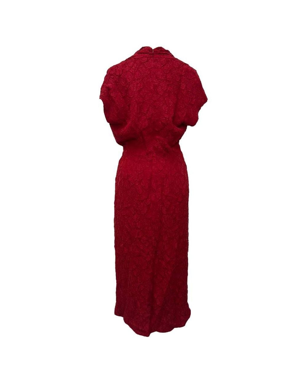 Dries Van Noten Red Preloved Cloqué Wrap-Effect Midi Dress