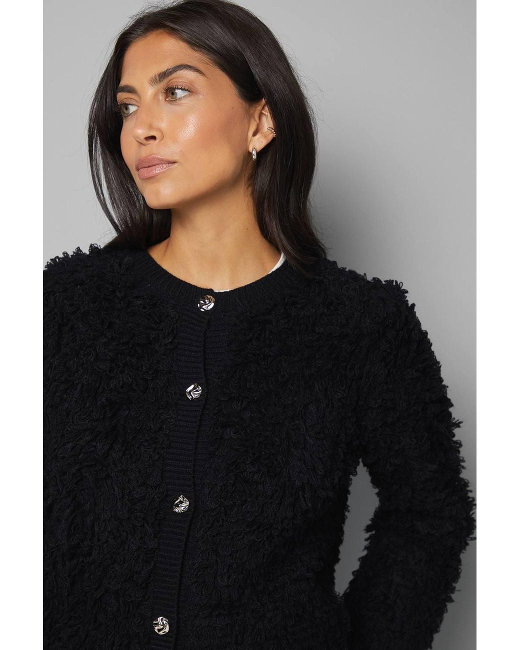 Wallis Black Loop Detail Knitted Cardigan