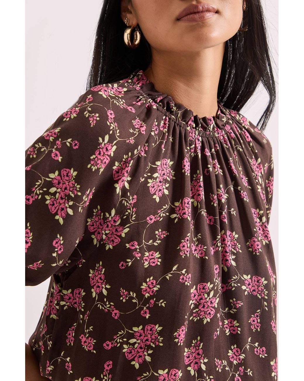 Dorothy Perkins Petite Frill Neck Shirred Cuff Blouse