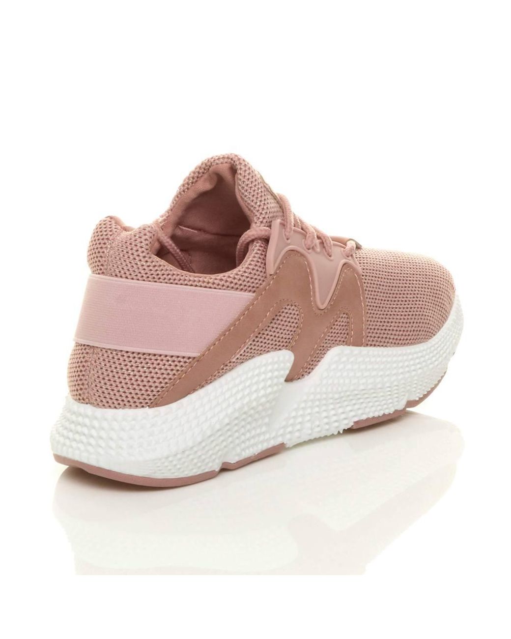 AJVANI Pink Low Heel Lace Up Retro Chunky Trainers