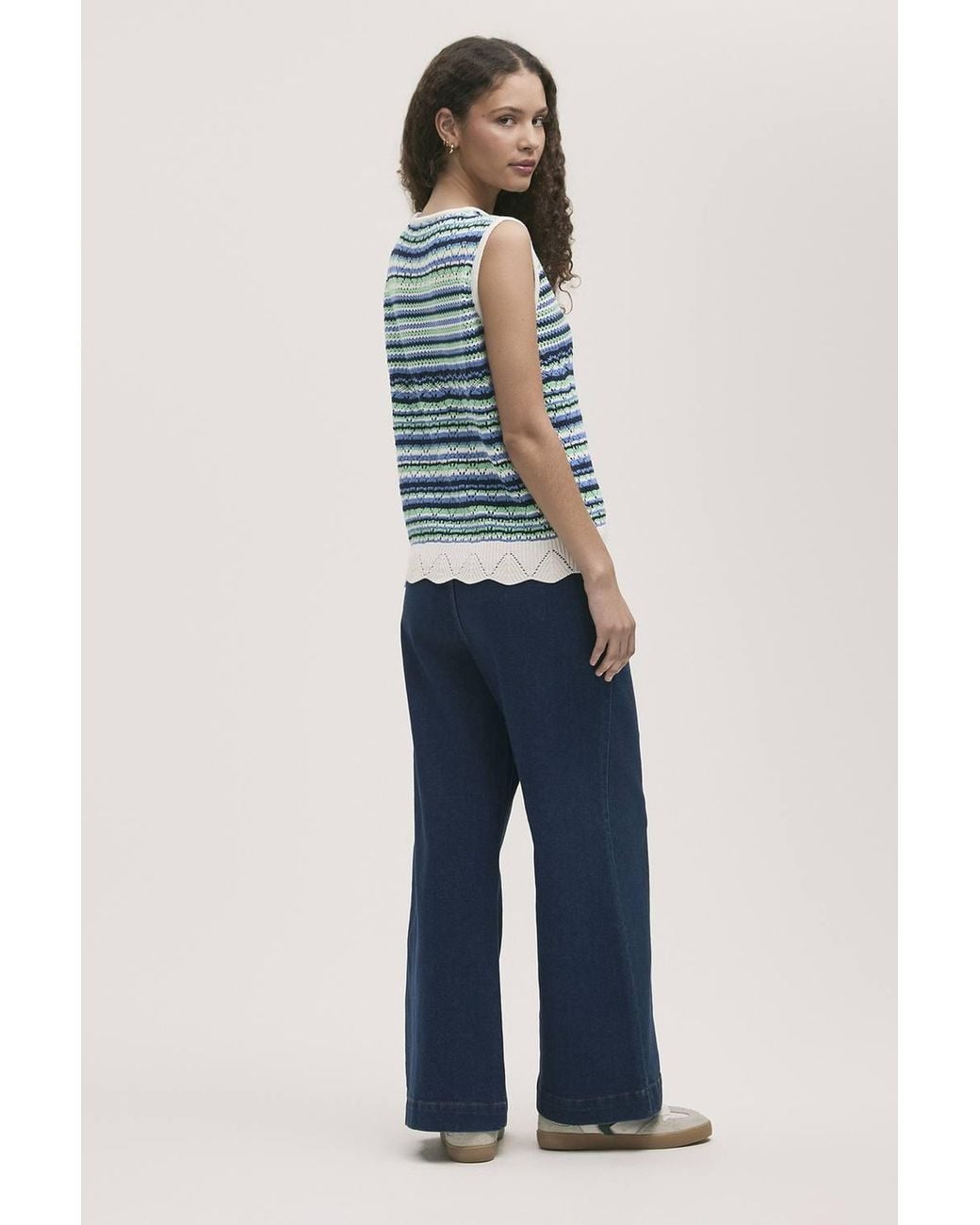 Finery London Blue Porsha Striped Knitted Vest