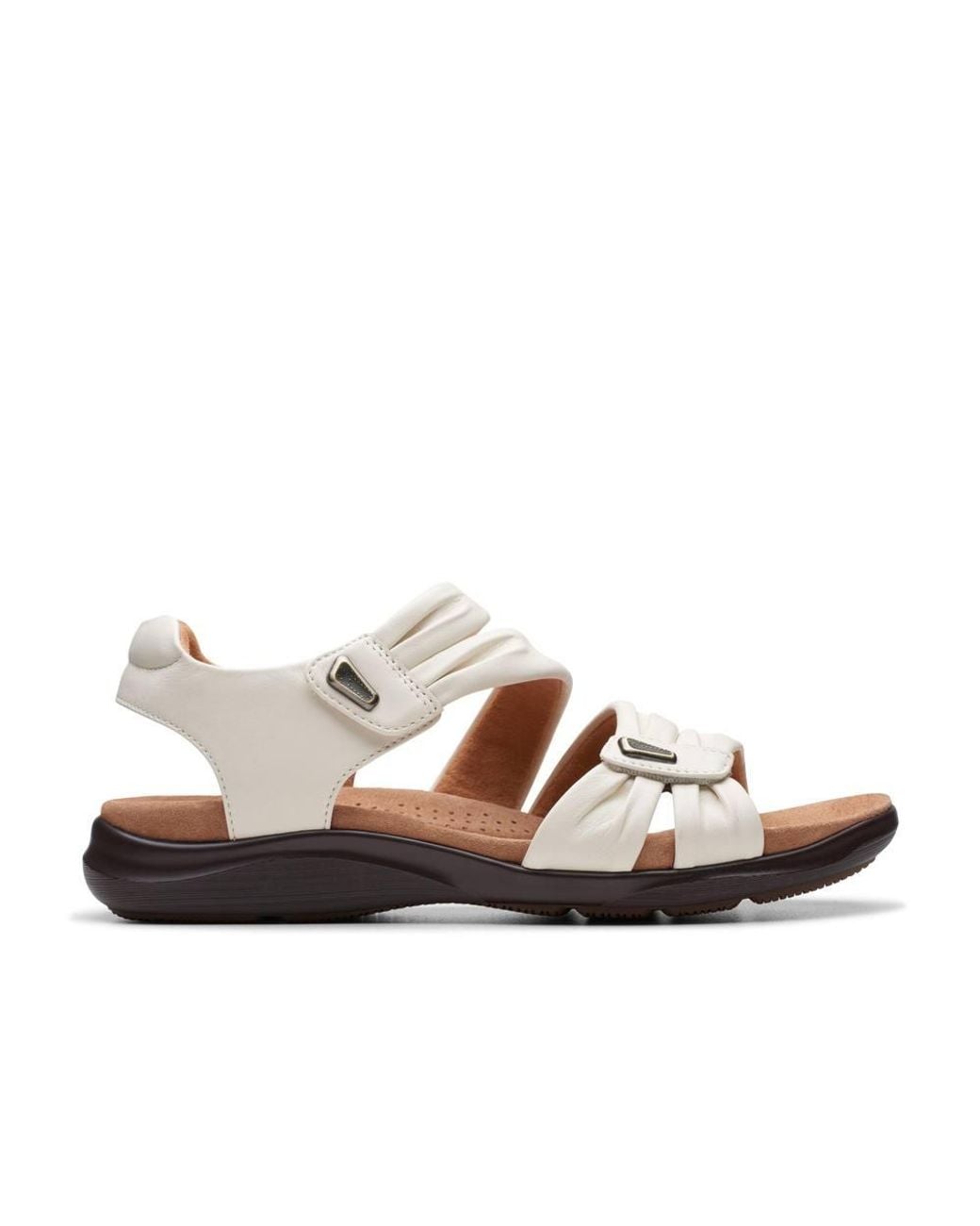 Clarks Brown Kitly Ave Leather Flat Sandals