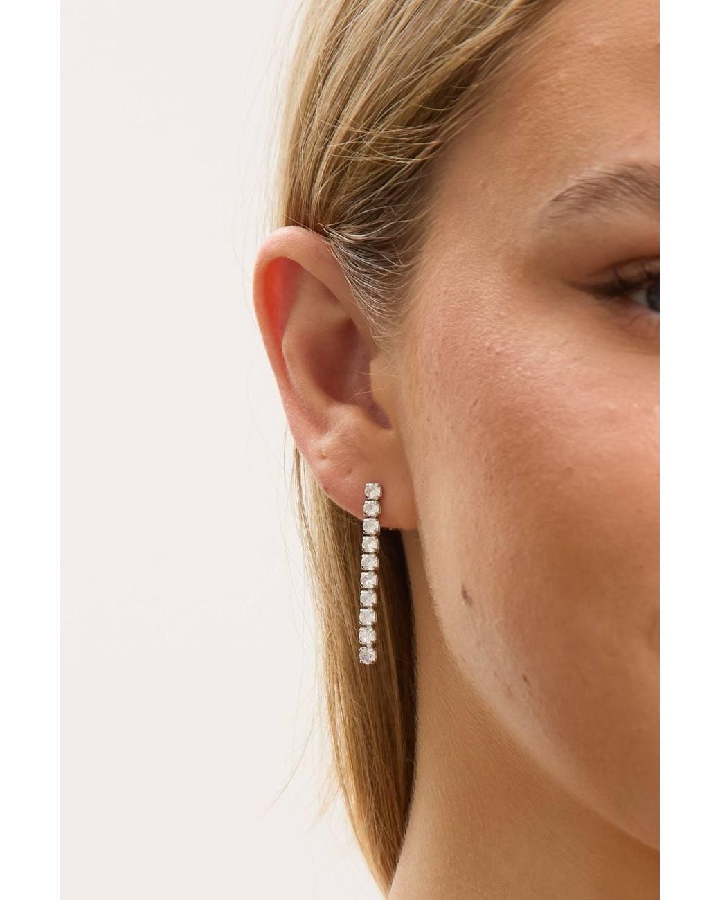 Jon Richard White Plated & Cubic Zirconia Round Tennis Earrings