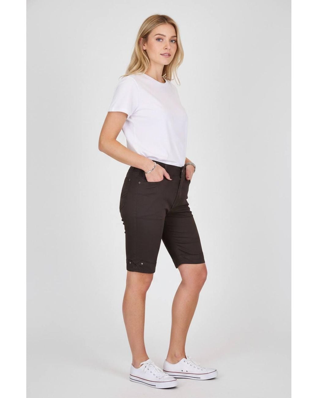 Paulo Due Black Slim Fit Chino Casual Shorts