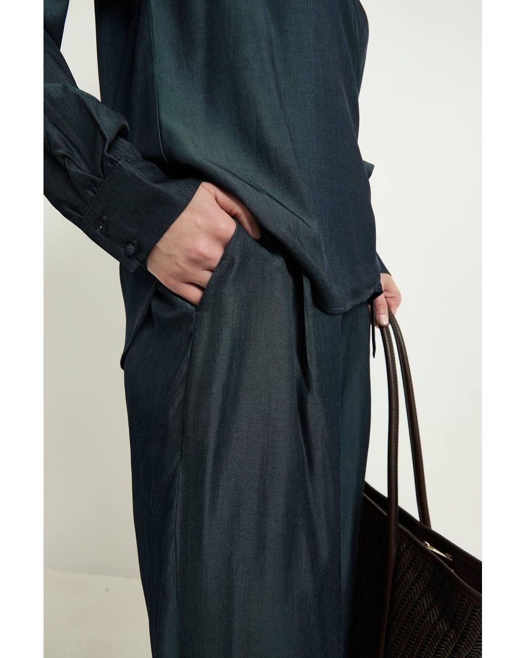 Wallis Blue Denim Look Wide Leg Trouser Co Ord
