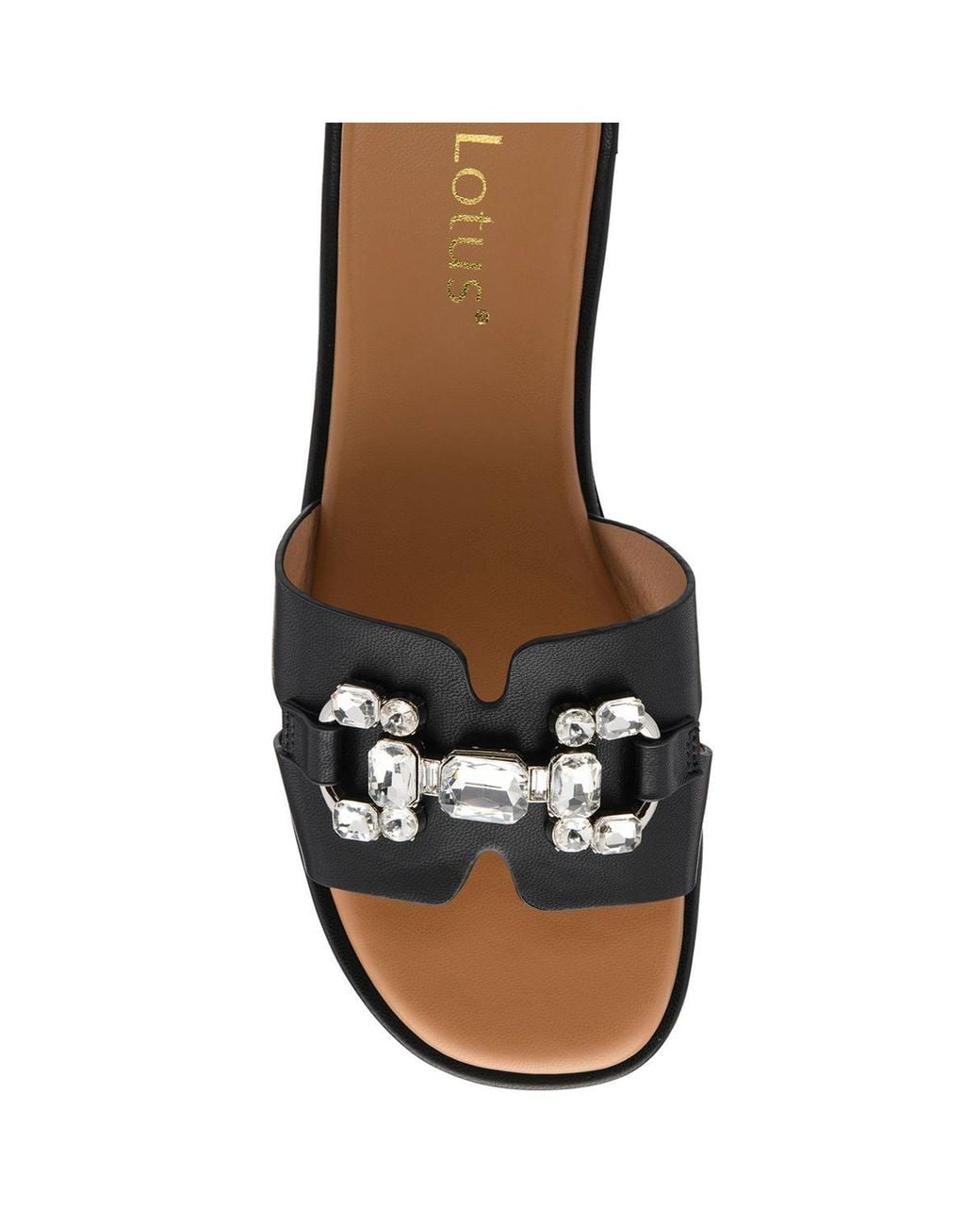 Lotus Black 'Agueda' Flat Mule Sandals