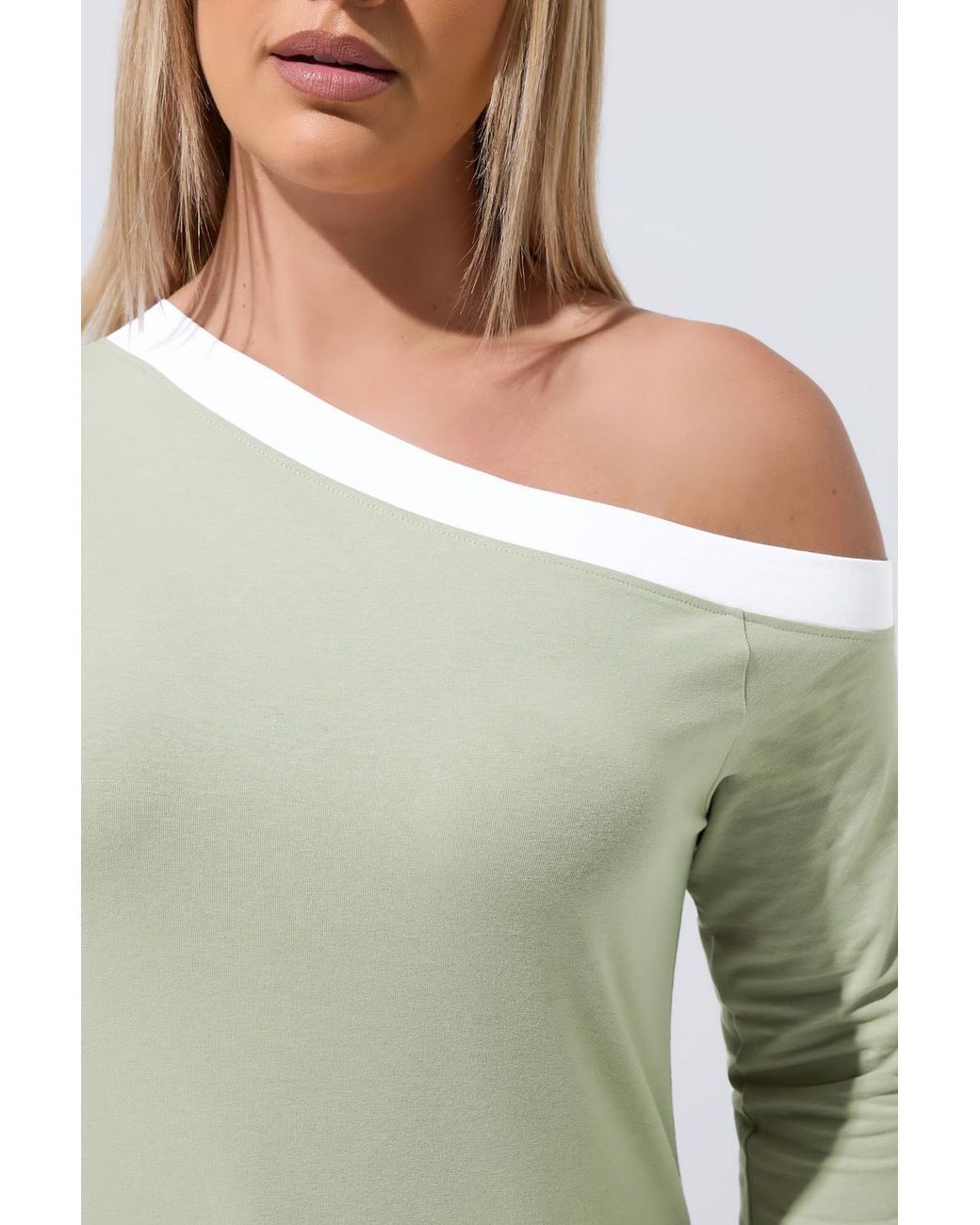 Yours Green Contrast Off-Shoulder Top