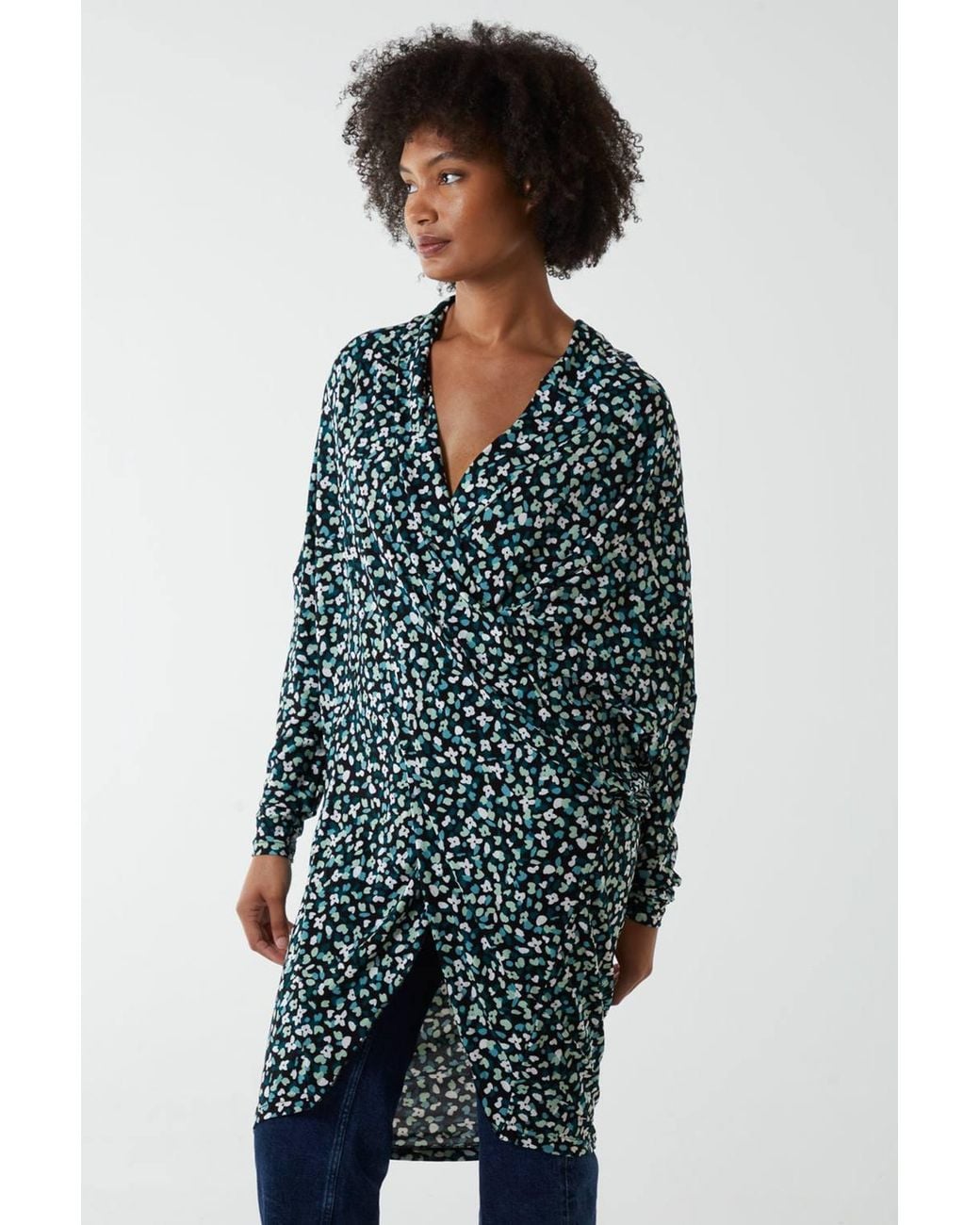 Blue Vanilla Blue Long Sleeve Slip On V-Neck Blouse