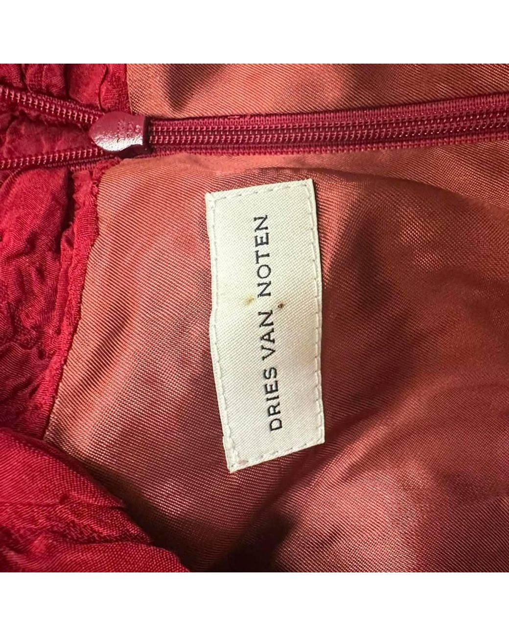 Dries Van Noten Red Preloved Cloqué Wrap-Effect Midi Dress