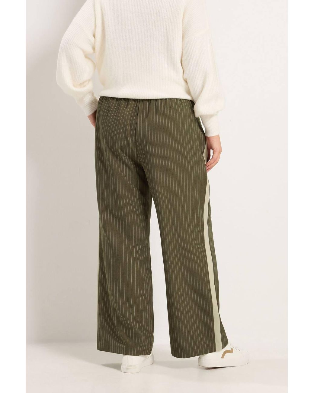 Yours Green Pinstripe Wide Leg Trousers
