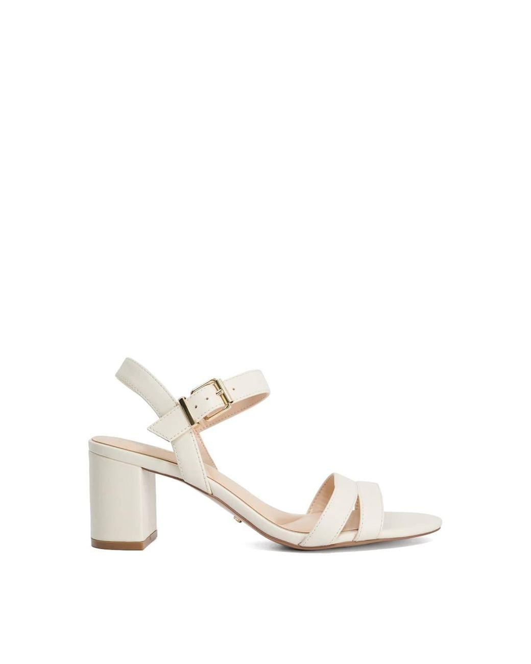 Dune White Wide Fit 'Merisa' Leather Sandals