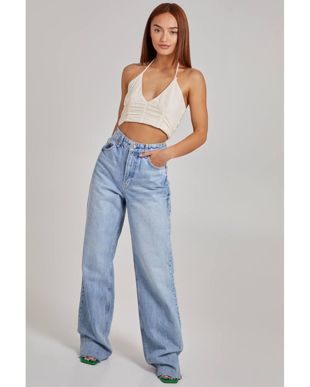 Pink Vanilla Blue Halterneck Cross Over Mesh Bralette