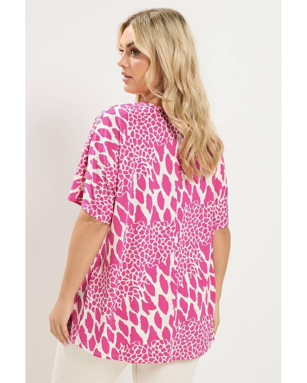 Yours Pink Abstract Pleat Front Top