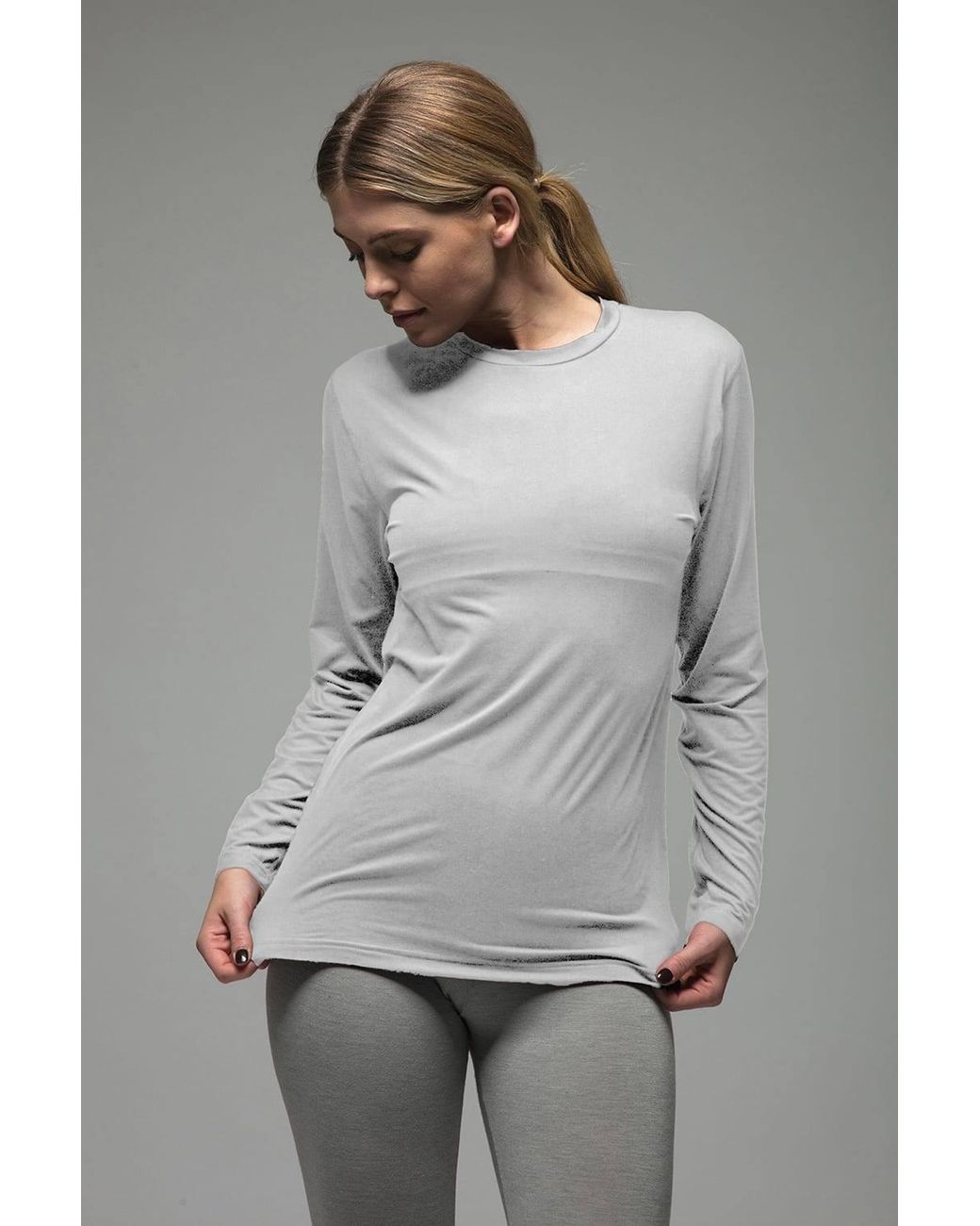 Heat Holders White Ultra Lite Fleece-Lined Thermal Top