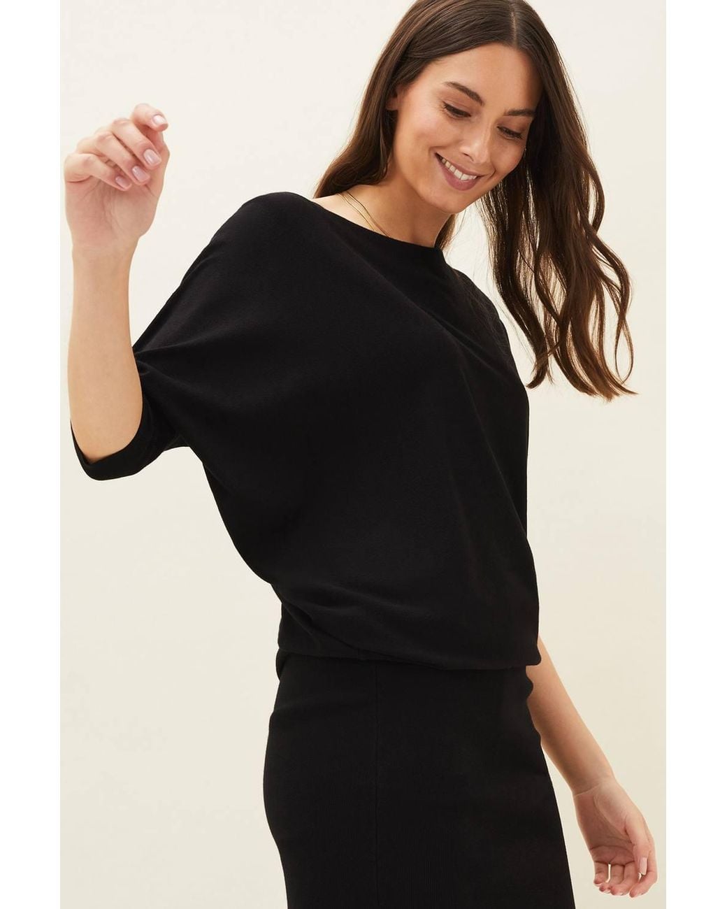 Phase Eight Black Becca Batwing Knitted Mini Dress