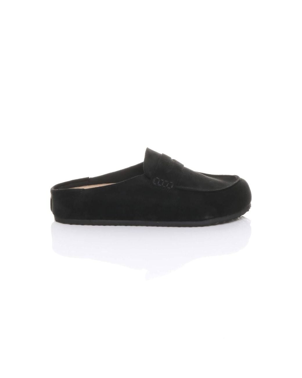 AJVANI Black Flat Slip On Casual Penny Loafers Footbed Mules